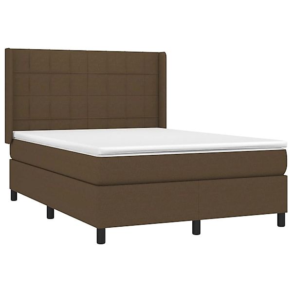vidaXL Boxspringbett mit Matratze & LED Dunkelbraun 140x190 cm Stoff 313831 günstig online kaufen
