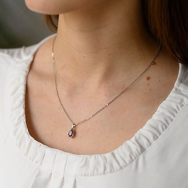 Materia Kettenanhänger Tropfen Amethyst Edelstein Lila günstig online kaufen