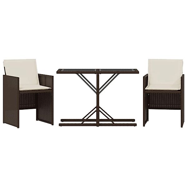 vidaXL 3-Tlg Bistro-Set mit Kissen Braun Poly Rattan 365065 günstig online kaufen