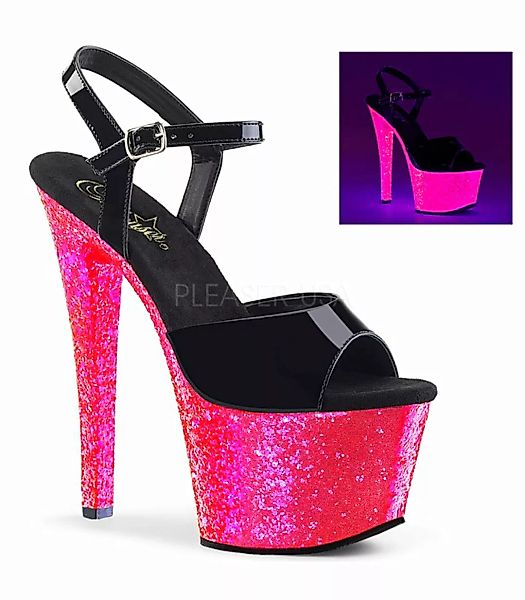 Plateau Sandalette SKY-309UVLG - Schwarz/Neon Pink (Schuhgröße: EUR 38) günstig online kaufen