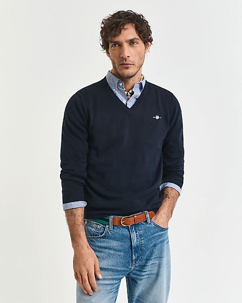 Gant V-Ausschnitt-Pullover "Classic Cotton V-Neck" Premium Strickjersey aus günstig online kaufen