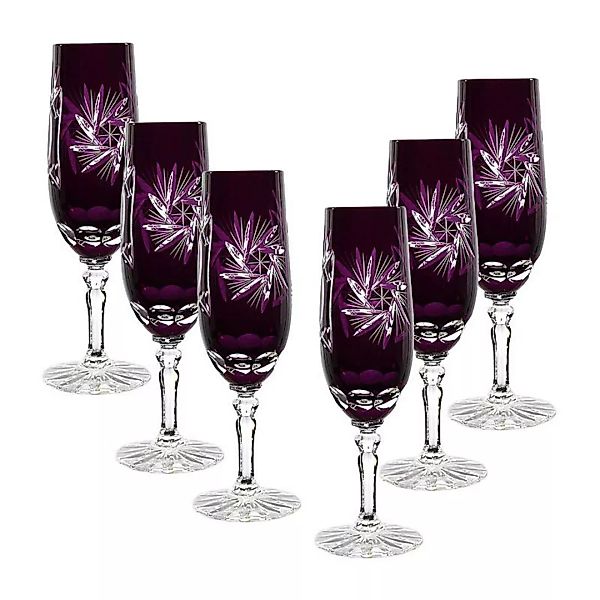 Sektflöte violett Schleuderstern 6er Set (180ml) günstig online kaufen