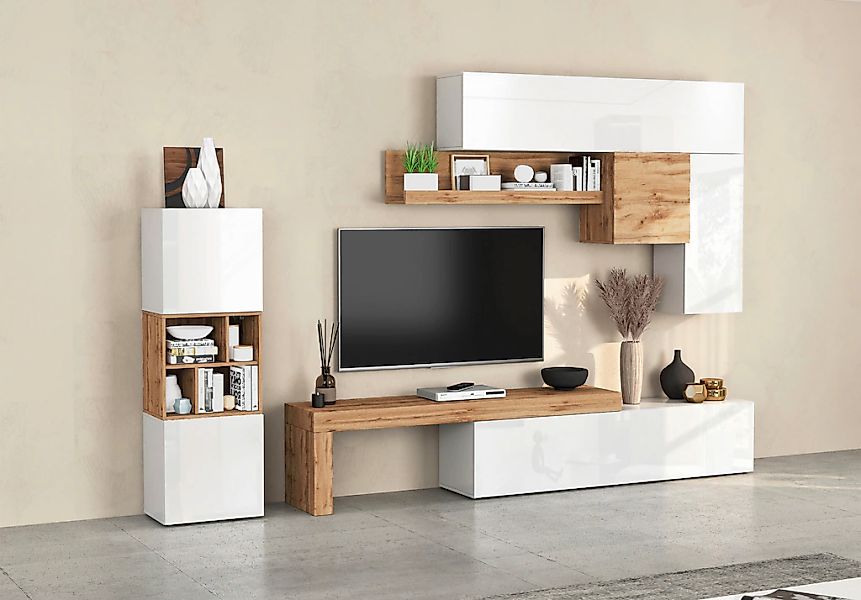 INOSIGN Wohnwand "Chronos Wohnwand, Medienwand, 8-er set" Set, 8 Stk. tlg. günstig online kaufen