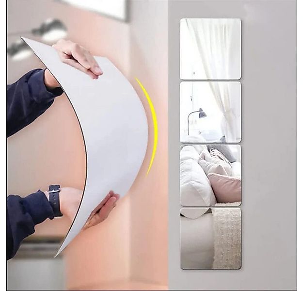 Coonoor Wandspiegel 4 Stück Fliesenspiegel Spiegel zum Aufkleben,Acrylspieg günstig online kaufen