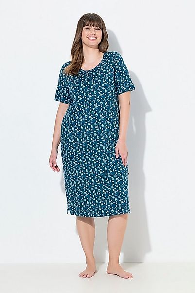 Ulla Popken Nachthemd Nachthemd Blüten Rundhals Halbarm günstig online kaufen