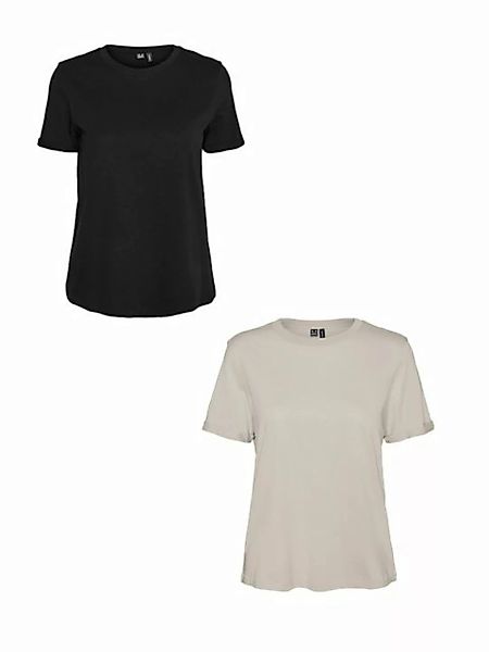 Vero Moda T-Shirt 2er Pack Basic T-Shirt VMPAULA (2-tlg) 5270 in Schwarz-Be günstig online kaufen