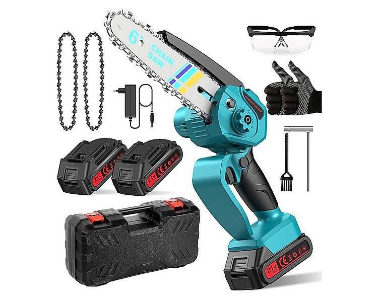 AeroAxis Akku-Kettensäge 6 Zoll mini Kettensäge, mit 2x 3000mAh Akku, 2 Ket günstig online kaufen