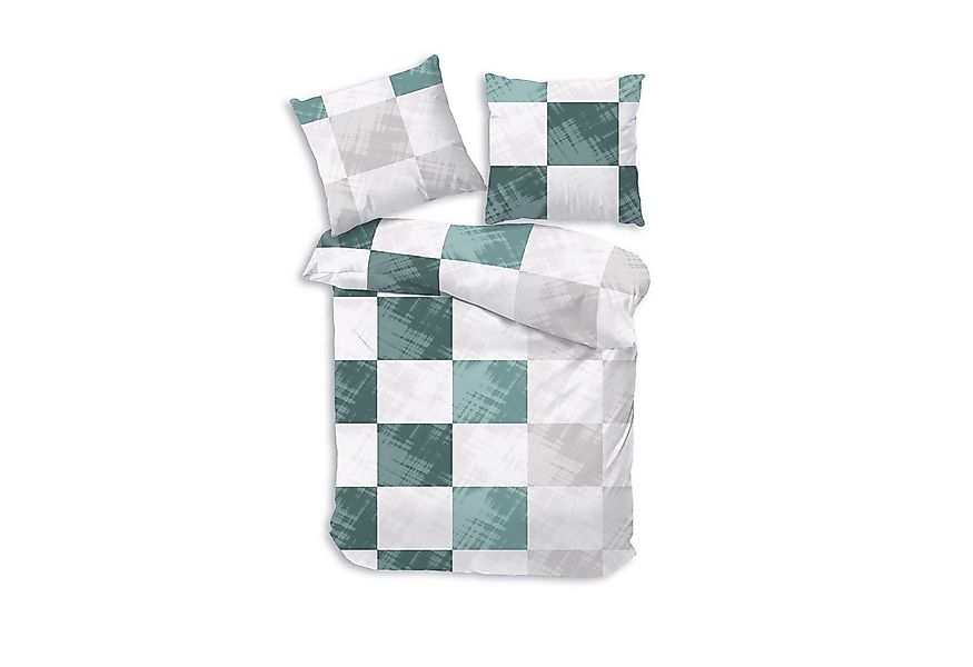 DOBNIG Bettwäsche Flanell, Flanell, 2 teilig, modern kariert, smaragd günstig online kaufen