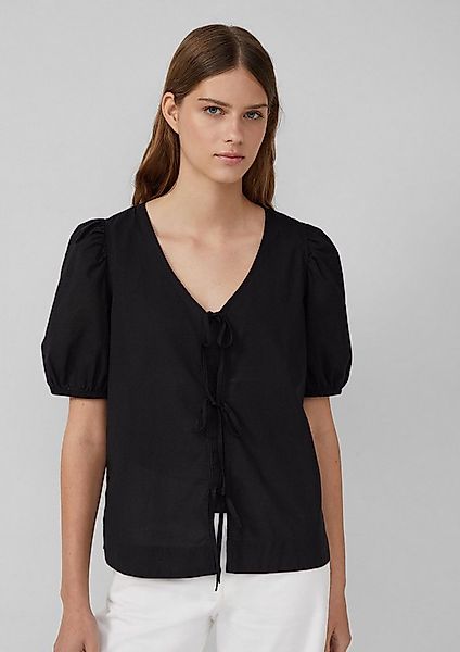 s.Oliver Kurzarmbluse Bluse Baumwollbluse mit V-Ausschnitt und Puffärmeln günstig online kaufen