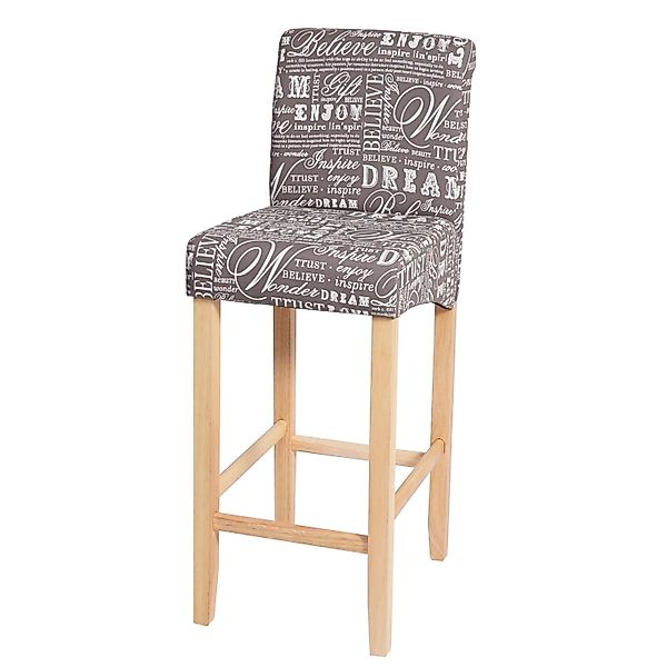 PROREGAL Barhocker Gepolstert Mit Lehne Sitzhöhe 75cm Holz Schriftzug Grau günstig online kaufen