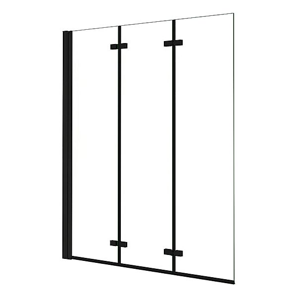 AICA 130x140cm Schwarz Badewanneaufsatz 3-tlg. Faltwand Duschwand 6mm ESG N günstig online kaufen