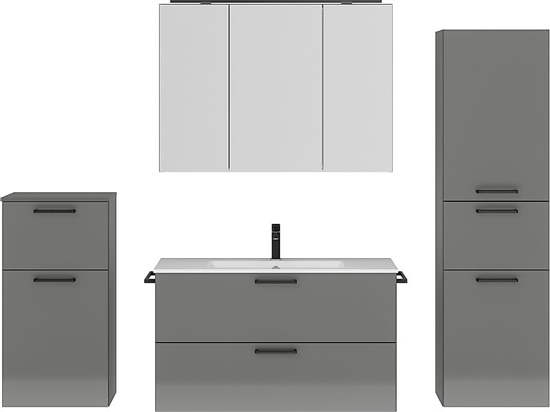 nobilia® Badmöbel-Set Tolvina, (4-St., vormontiert, mit günstig online kaufen