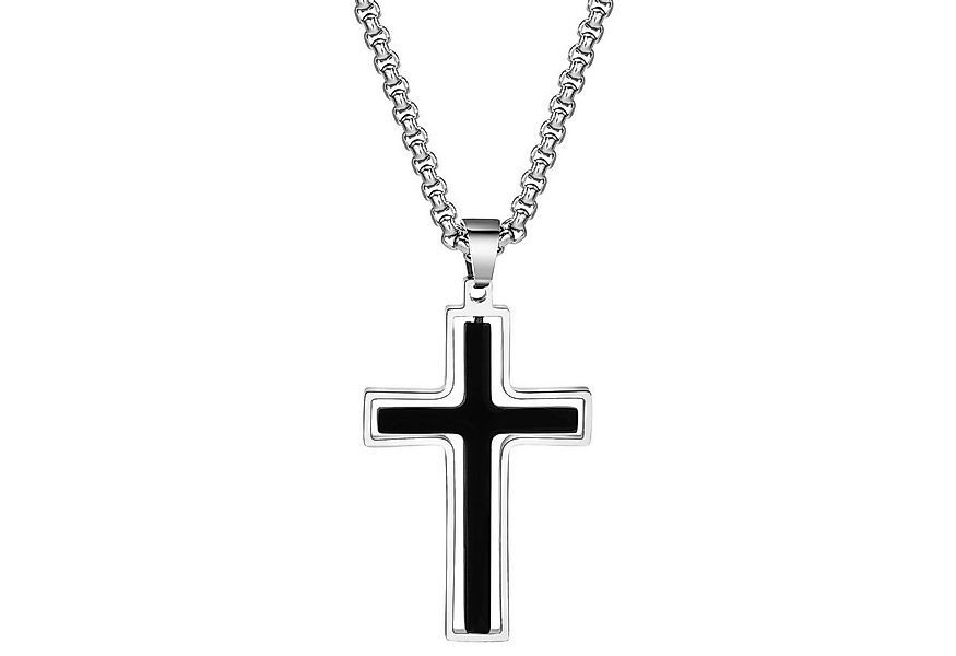 KARMA Kreuzkette Herrenkette Halskette mit Anhänger Edelstahl Kreuz Silber günstig online kaufen