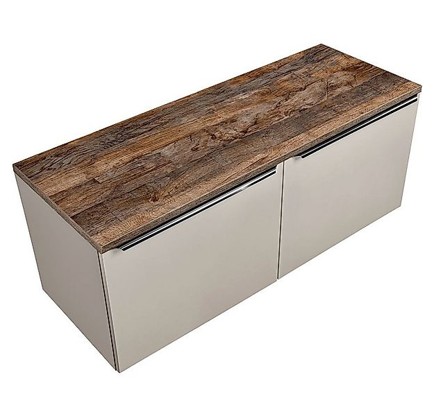 Lomadox Waschbeckenschrank PUEBLA-56-TAUPE taupe mit Vintage Oak 120,4/48,5 günstig online kaufen