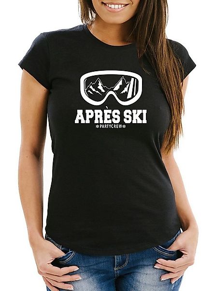 MoonWorks Print-Shirt Damen T-Shirt Après Ski Party Crew Ski-Fahrer Snowboa günstig online kaufen