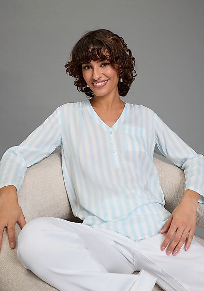 Laura Scott Schlupfbluse gestreifte Langarmbluse, mit Stehkragen, V-Ausschn günstig online kaufen