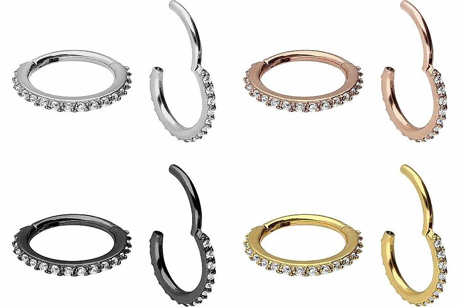 PIERCINGLINE Nasenpiercing Chirurgenstahl Segmentring Clicker EINGEFASSTE K günstig online kaufen