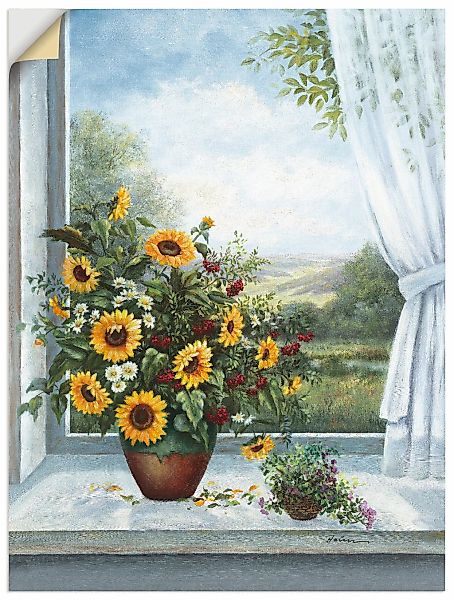 Artland Wandbild "Sonnenblumen am Fenster", Arrangements, (1 St.), als Lein günstig online kaufen