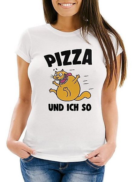 MoonWorks Print-Shirt Lustiges Damen T-Shirt Pizza-Motiv und ich so Fun-Shi günstig online kaufen