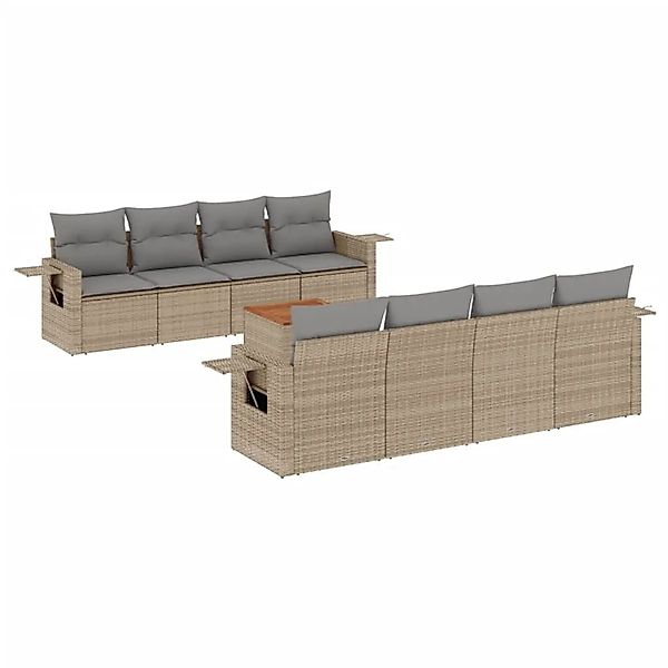 vidaXL 9-Tlg Garten-Sofagarnitur mit Kissen Beige Poly Rattan 3224484 günstig online kaufen