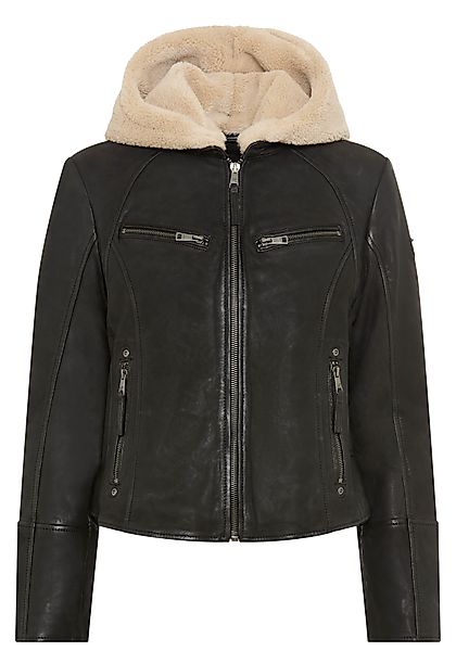 Mauritius Lederjacke MWNedra mit abknöpfbarer Teddyplüsch-Kapuze günstig online kaufen