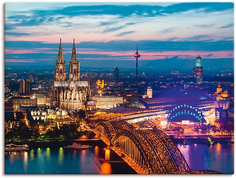 Artland Leinwandbild "Köln Panorama am Abend" Deutschland 1 Stk. tlg. als A günstig online kaufen