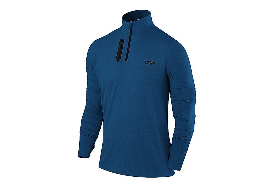 TCA Trainingsshirt TCA Herren Langarm Laufshirt mit Reißverschluss - Dunkel günstig online kaufen