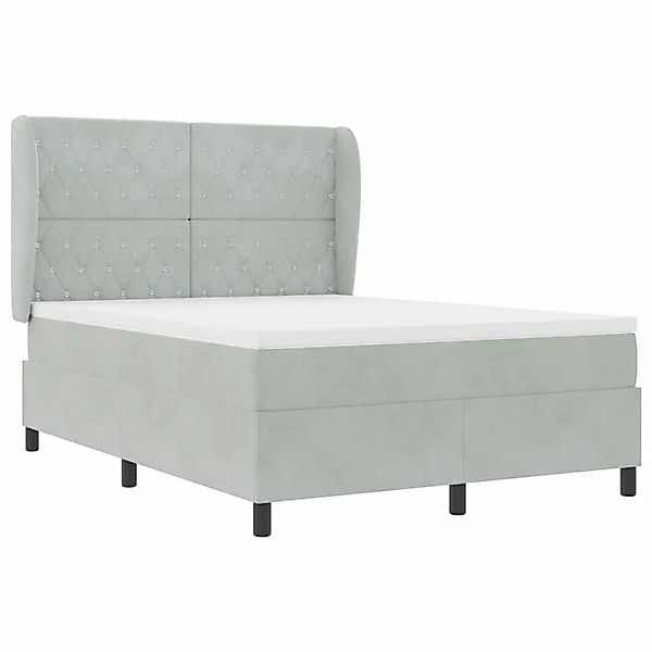 vidaXL Boxspringbett mit Matratze Hellgrau 140 x 190 cm Samt 3340868 günstig online kaufen