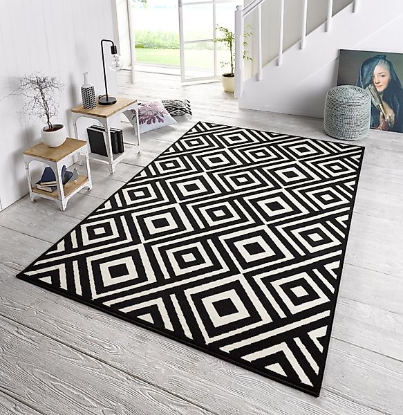 HANSE Home Teppich »Art«, rechteckig, 9 mm Höhe, Kurzflor Rauten Motiv, Vel günstig online kaufen