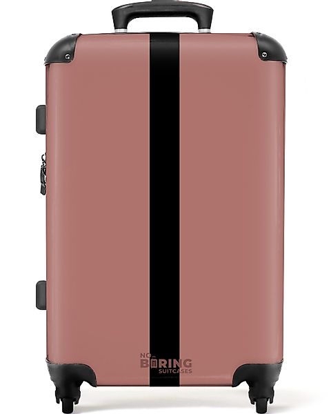 NoBoringSuitcases.com© Hartschalen-Trolley Rosa mit schwarzem Streifen günstig online kaufen