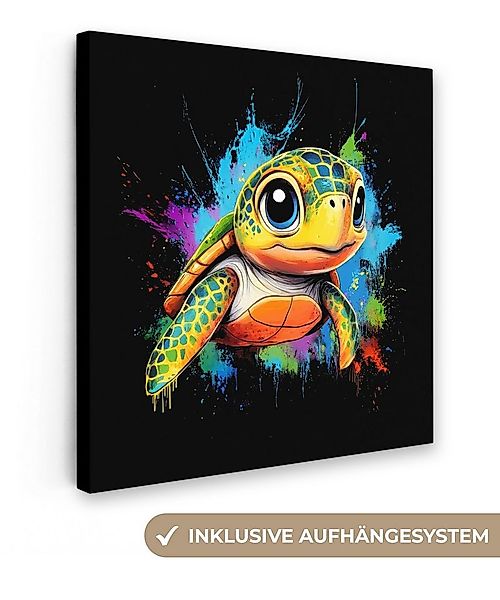 OneMillionCanvasses® Leinwandbild Graffiti - Tiere - Schildkröte - Farbenfr günstig online kaufen
