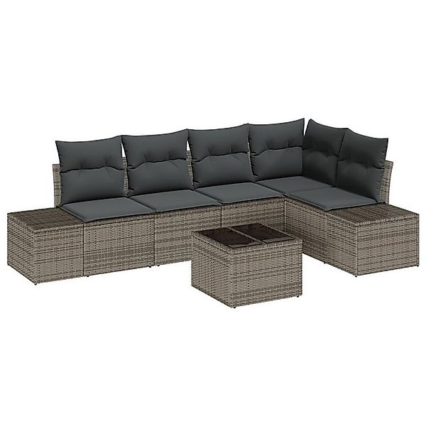 vidaXL Loungesofa 5-tlg. Garten-Sofagarnitur mit Kissen Schwarz Poly Rattan günstig online kaufen