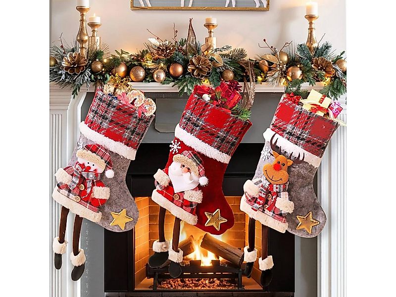 FOUORTUNATE-BEE Dekohänger 3er Set Nikolausstrumpf Kinder Klein Weihnachtss günstig online kaufen