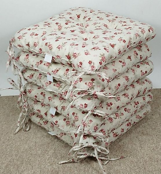 Rattani Sitzkissen Set 6x Stuhlkissen/Sitzkissen Klara 42 x 42 x 8 cm Stoff günstig online kaufen