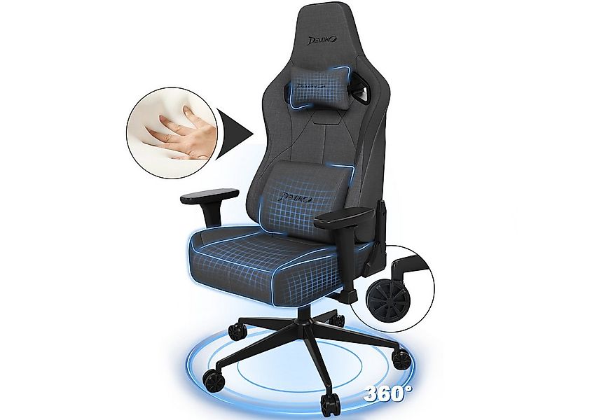 Devoko Gaming-Stuhl Ergonomisch,Breite Sitzauflage,3D-Armlehnen, Atmungsakt günstig online kaufen