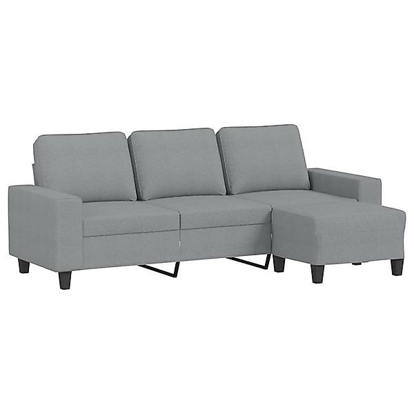 vidaXL Sofa 3-Sitzer-Sofa mit Hocker Hellgrau 180 cm Stoff günstig online kaufen