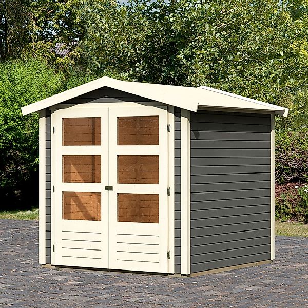 Karibu Gartenhaus "Amberg 2" anthrazit, naturbelassen oder terragrau günstig online kaufen