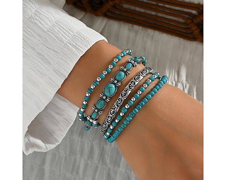 The Beauty House Armband Boho Armband Set mit türkisen Perlen, – Mehrreihig günstig online kaufen