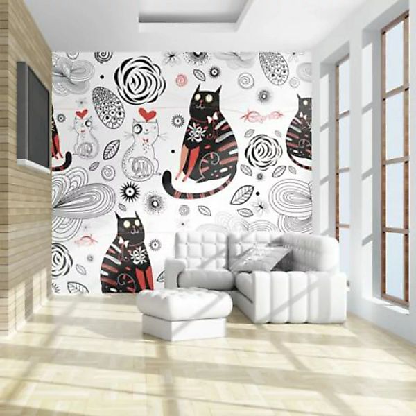 artgeist Fototapete Katzen in der Liebe mehrfarbig Gr. 350 x 270 günstig online kaufen