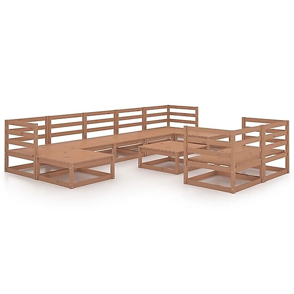 vidaXL 10-tlg Garten-Lounge-Set Honigbraun Massivholz Kiefer Modell 2 günstig online kaufen