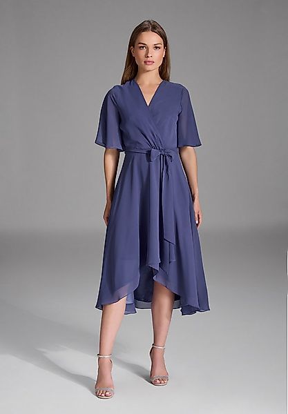 SWING Cocktailkleid - Chiffon Kleid in Wickel Optik mit Vokuhila Saum Taill günstig online kaufen