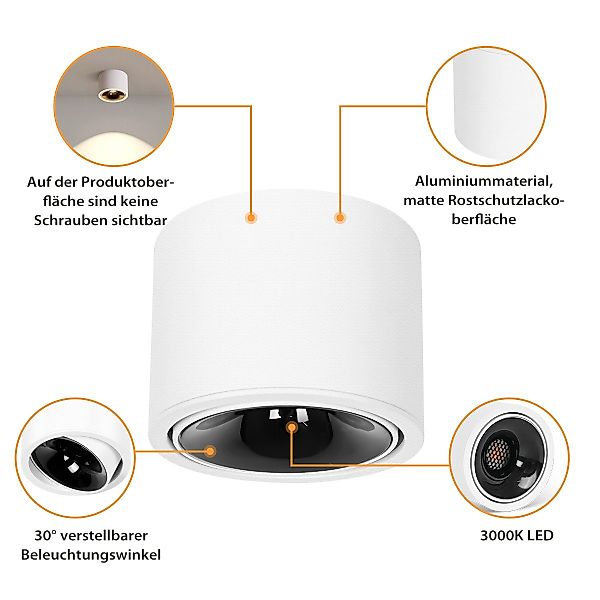 Simloveve Deckenspot LED Aufbaustrahler Aufbauleuchte, Flach günstig online kaufen