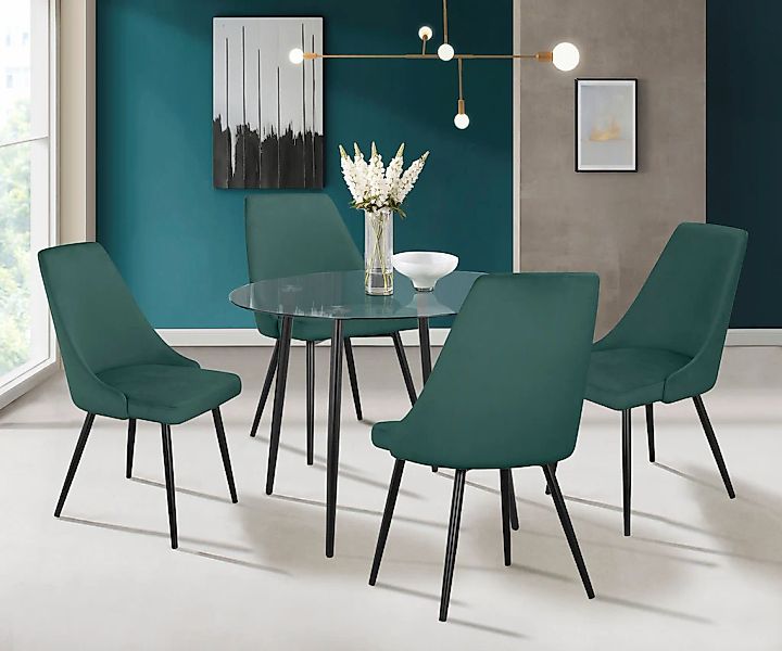 INOSIGN Essgruppe "Danny-Malio" Set, Set 100 cm, 5 Stk. tlg. Glastisch 100x günstig online kaufen