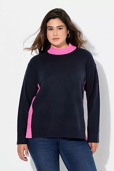 Ulla Popken Strickpullover Pullover Farbkontrast Stehkragen Langarm günstig online kaufen