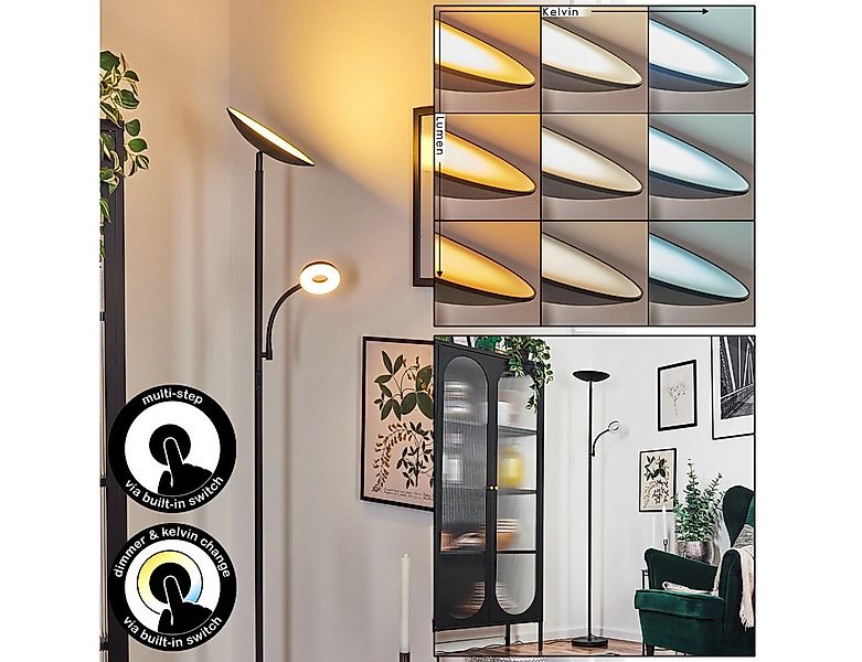 hofstein Stehlampe dimmbare Stehlampe aus Metall/Kunststoff in Schwarz/Weiß günstig online kaufen