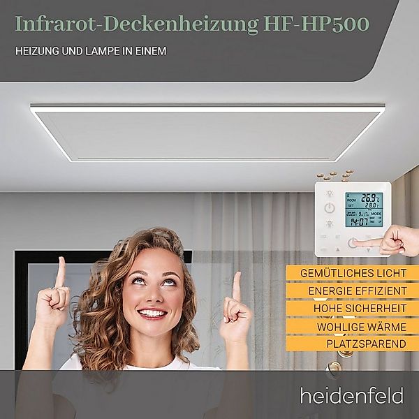 Heidenfeld Infrarotheizung 390 - 800 W Decken Elektroheizung HF-HP500 - 10 günstig online kaufen