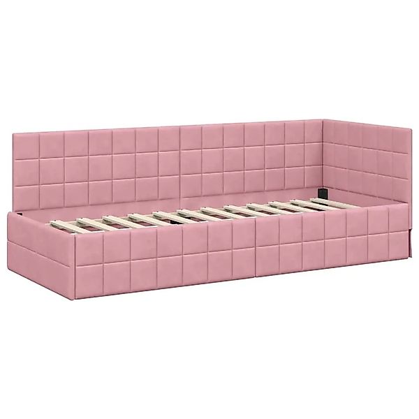 vidaXL Eckbettgestell mit Kopfteil Rosa 80 x 200 cm Stoff 42016371 günstig online kaufen
