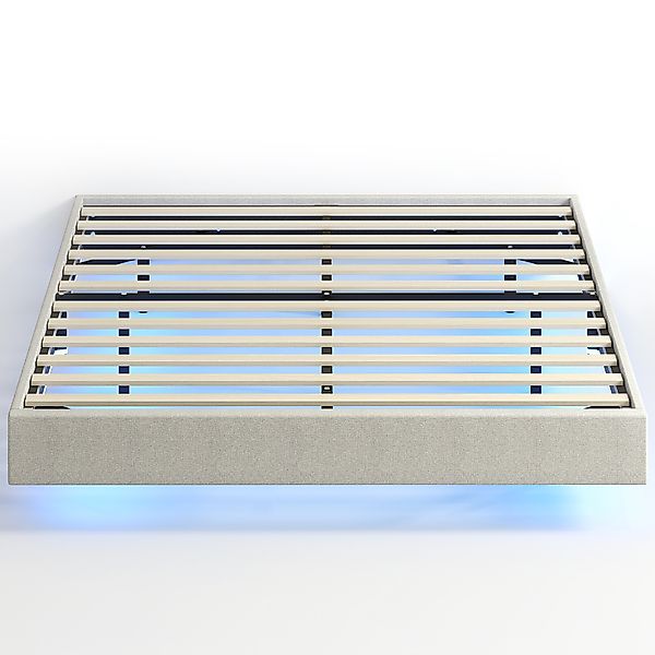 HOMCOM schwebendes Bettgestell 140 x 190 cm mit LED-Beleuchtung, gepolstert günstig online kaufen