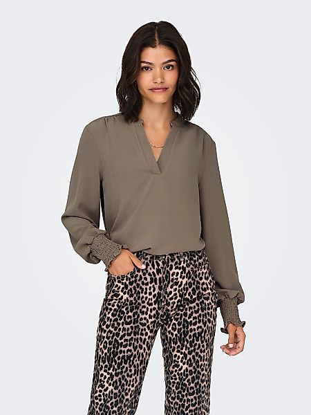 ONLY Blusenshirt "ONLMETTE V-NECK LS SMOCK TOP NOOS WVN" Kunstfaser, regula günstig online kaufen