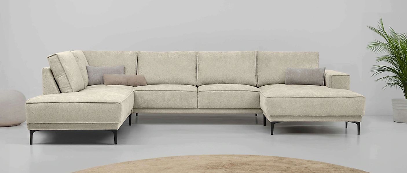 Places of Style Wohnlandschaft "XXL Sofa Oland, Struktur, Flachgewebe, Luxu günstig online kaufen